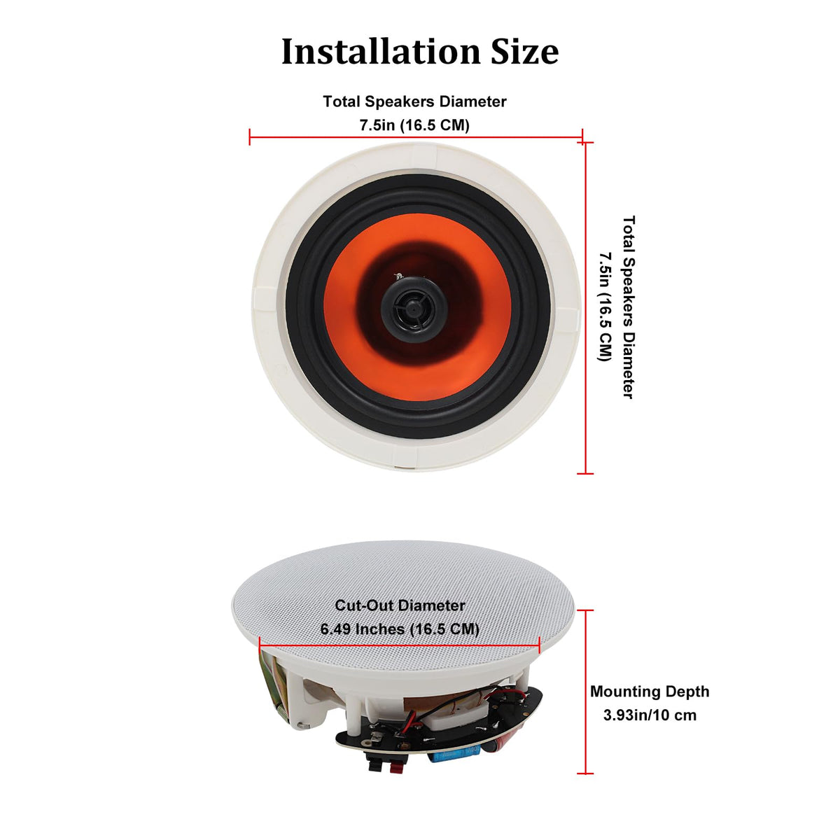 3.15-inch mounting depth suits typical ceiling installations.