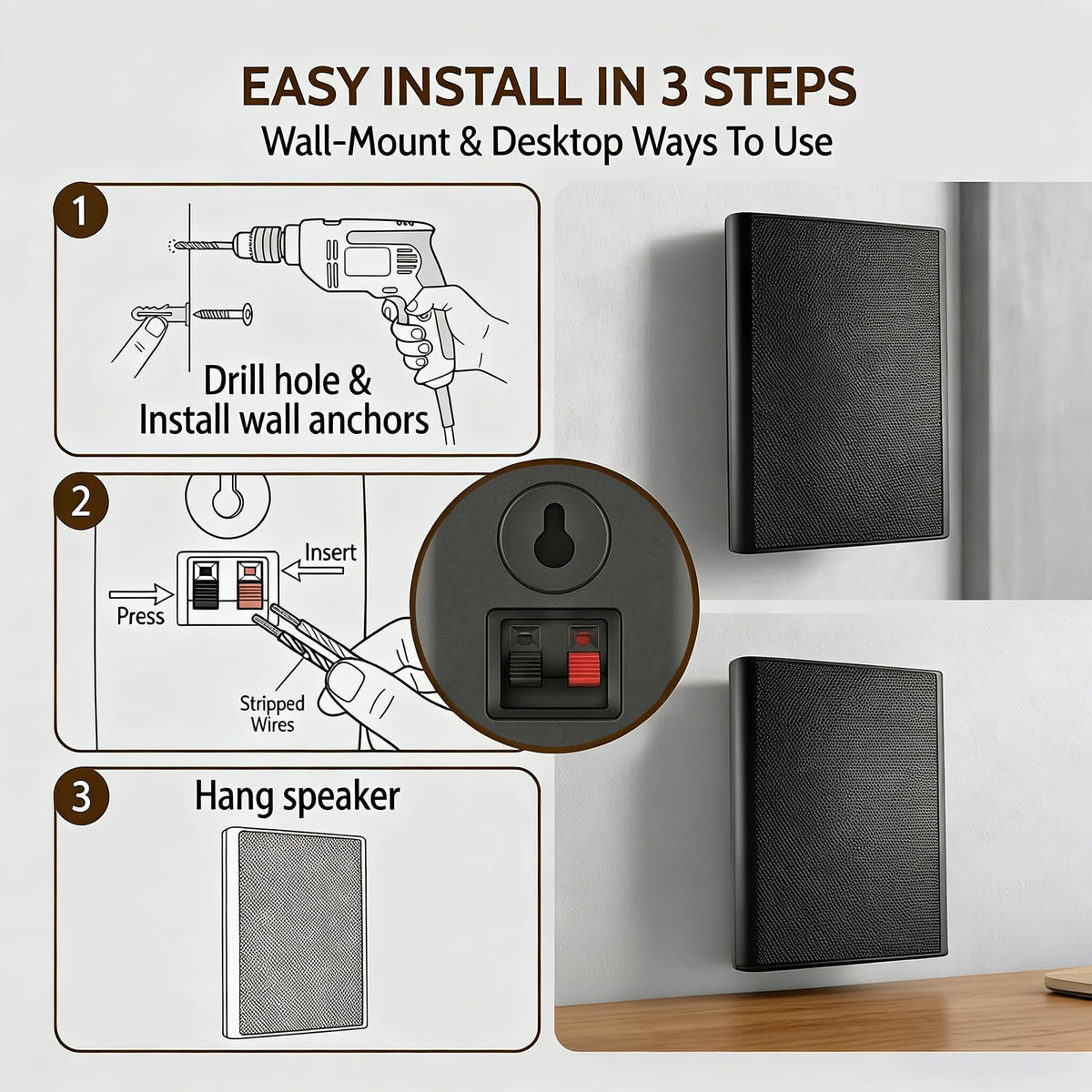 Herdio durable ABS cabinet with metal mesh protects speakers during daily use.