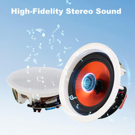 Flush-mount ceiling speakers blend with your ceiling for discreet style.