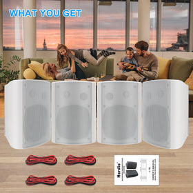 Herdio four-pack outdoor speakers create even yard coverage.