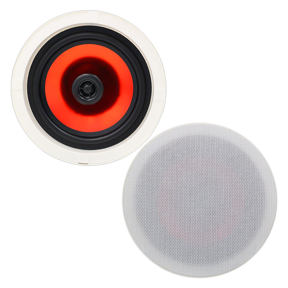 Herdio front-facing ceiling speakers showing flush mount and clean look benefit