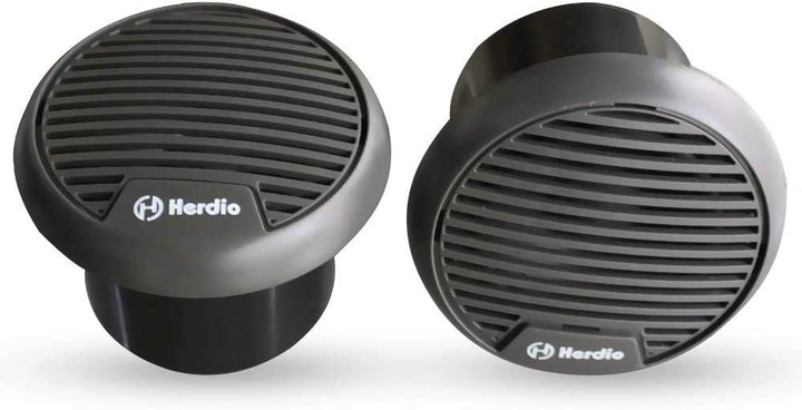 herdio front view speaker pair showing durable grill and compact design benefit clarity