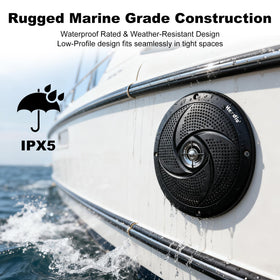 Herdio installed on boat deck providing splash-resistant audio benefit