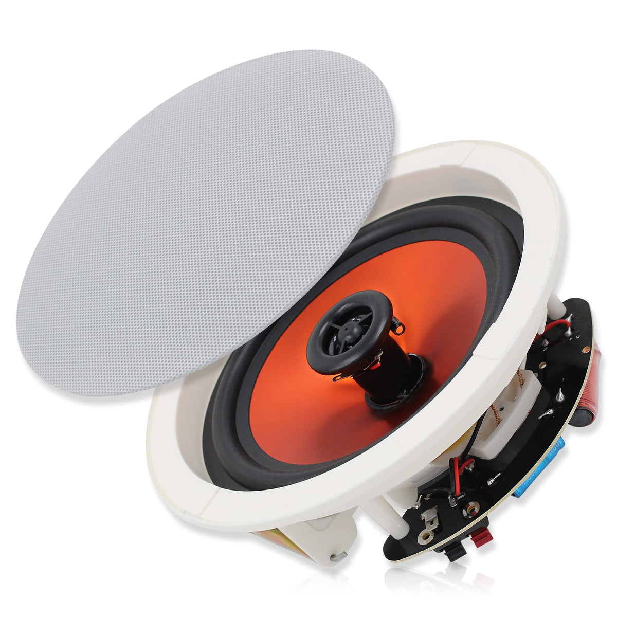 Herdio installed in kitchen ceiling providing space-saving audio benefit