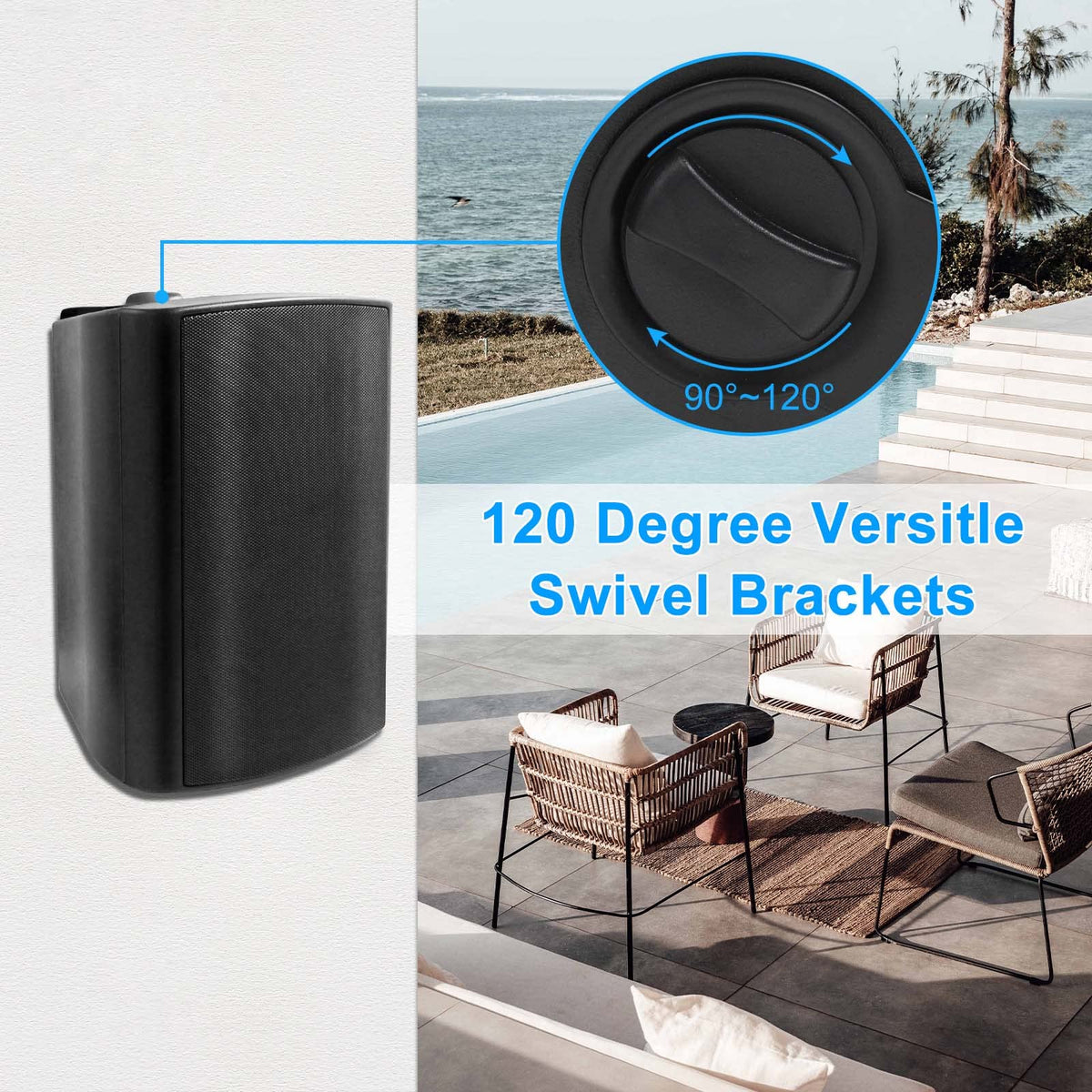 IP44 all-weather design withstands rain and dust in outdoor spaces