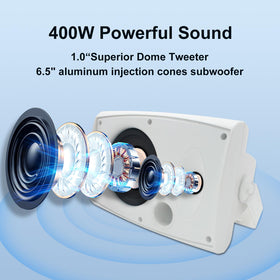 Herdio IP66 waterproof design protecting outdoor speakers from the elements.