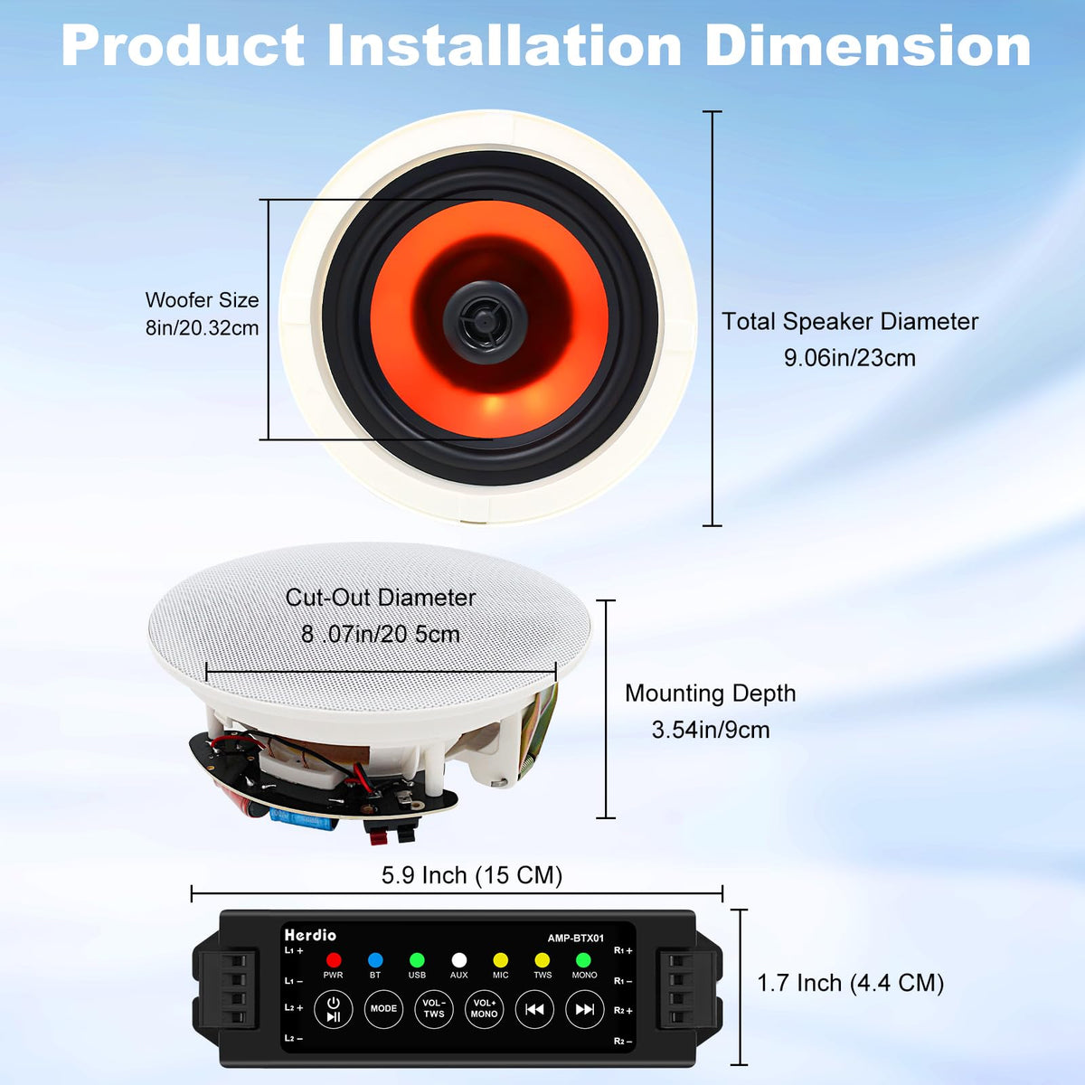 Herdio kitchen-office-patio ceiling speaker for background music and gatherings
