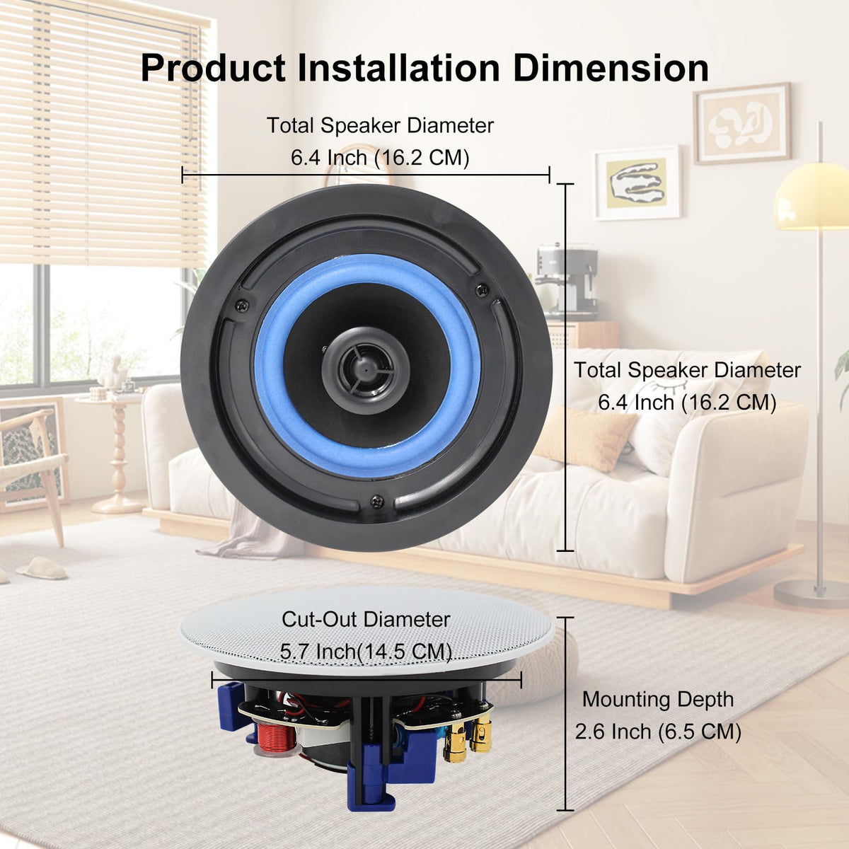 Herdio mounted in ceiling lifestyle demonstrating hidden audio benefit