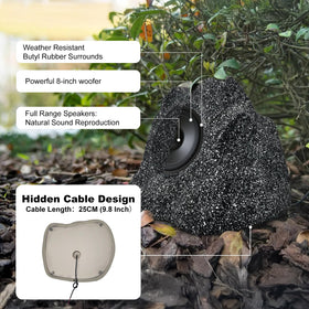 Herdio outdoor rock speakers blend into garden landscape for subtle audio