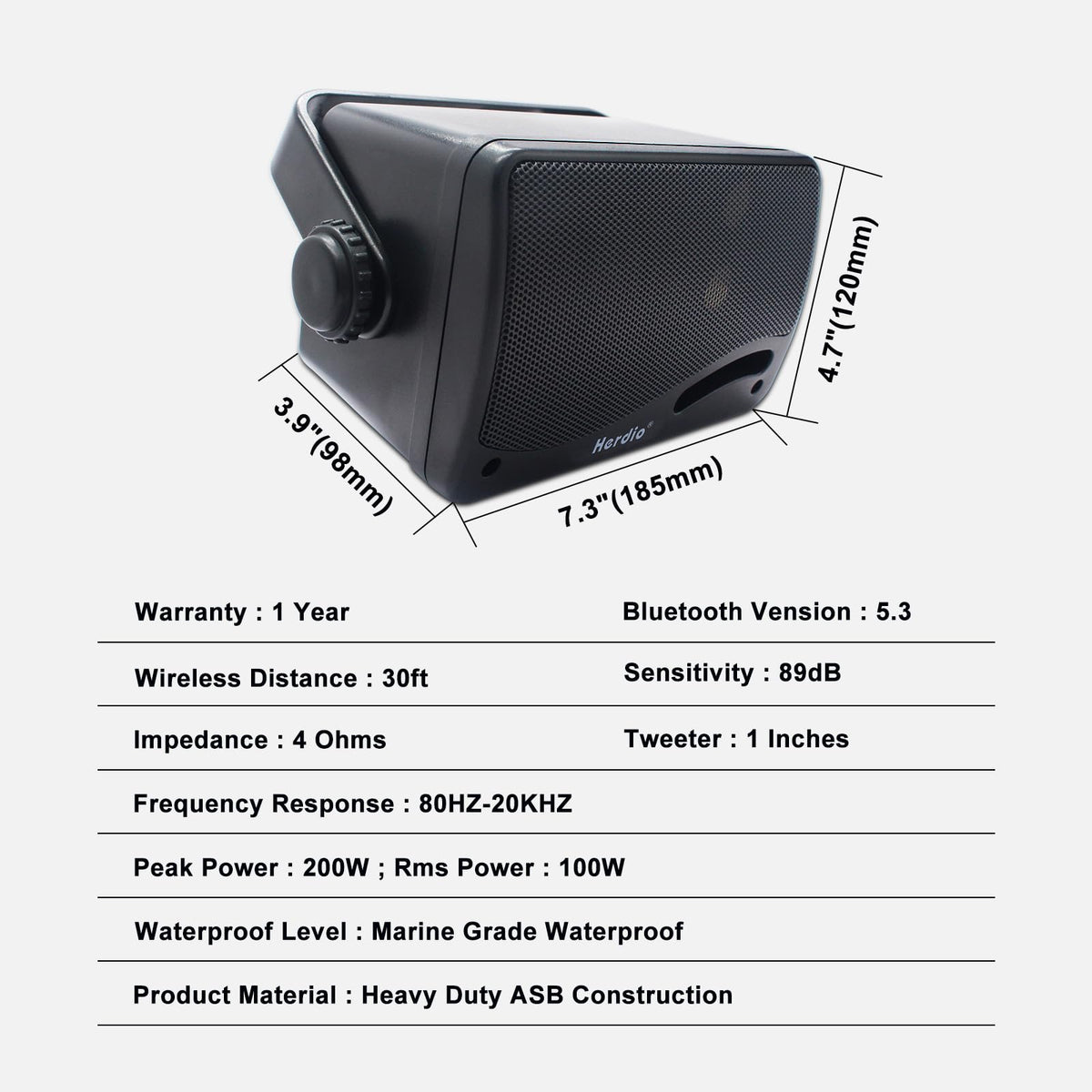 Herdio dual-speaker kit for patio, garage, indoor-outdoor spaces.