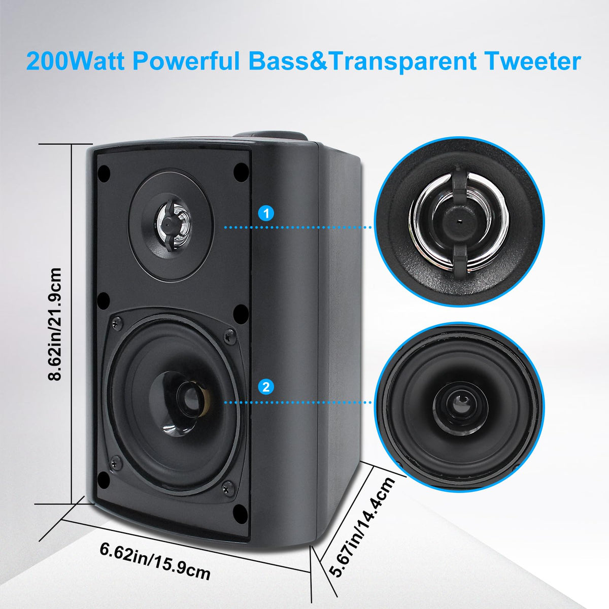 Herdio outdoor speakers with swivel brackets enable flexible positioning for focused audio.