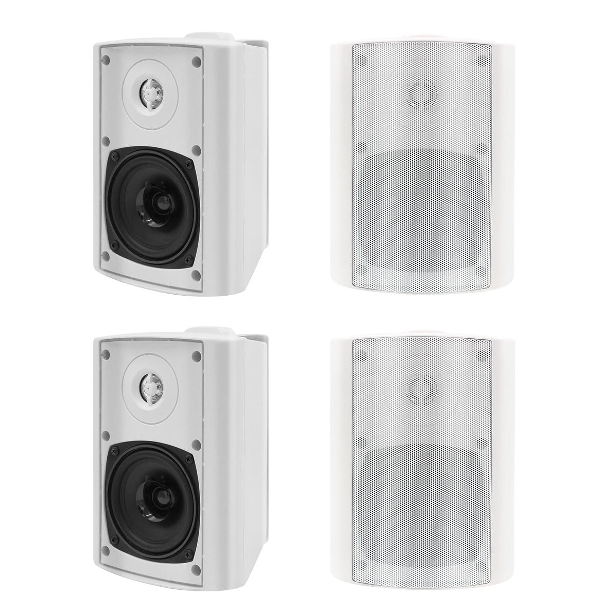 Herdio outdoor four-pack wall-mount speakers for clear patio sound and easy installation
