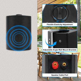 Herdio outdoor speaker with wall-mount bracket in use for flexible placement.