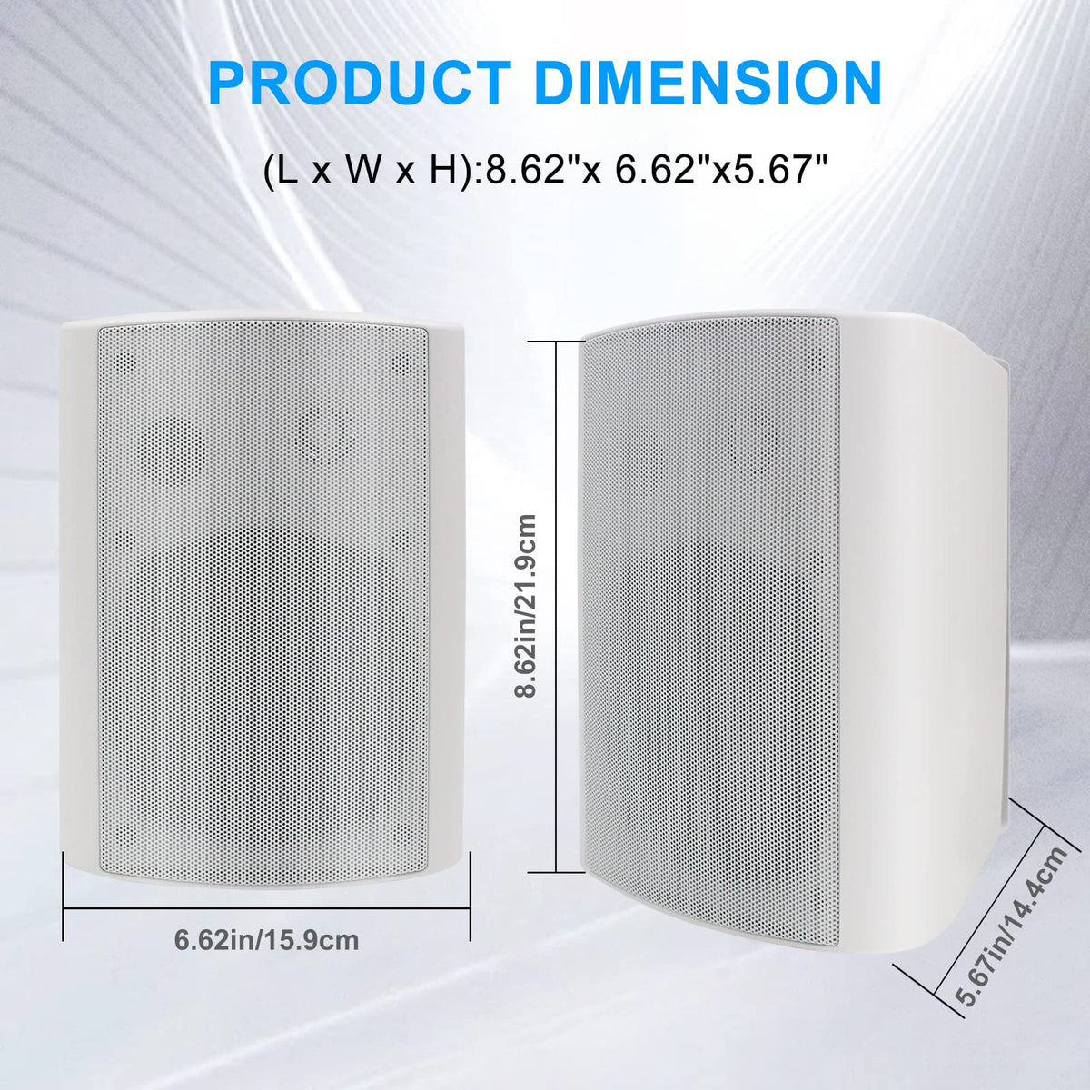 Herdio outdoor wall-mount speakers side view for space-saving installation