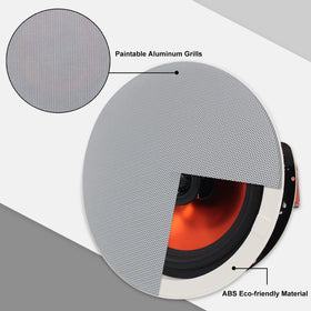 Herdio stain-resistant, paintable grill matches ceiling decor.