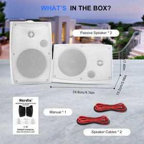 Herdio passive outdoor speaker pair requiring external amplifier.
