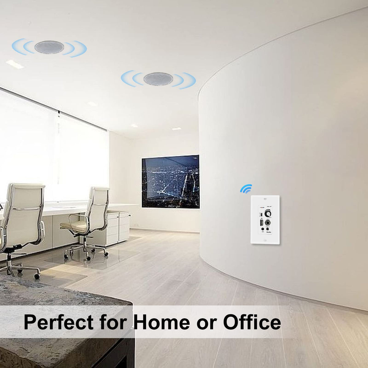 Herdio 12V 3A power adapter and included screws shown with the wall plate, complete kit convenience benefit