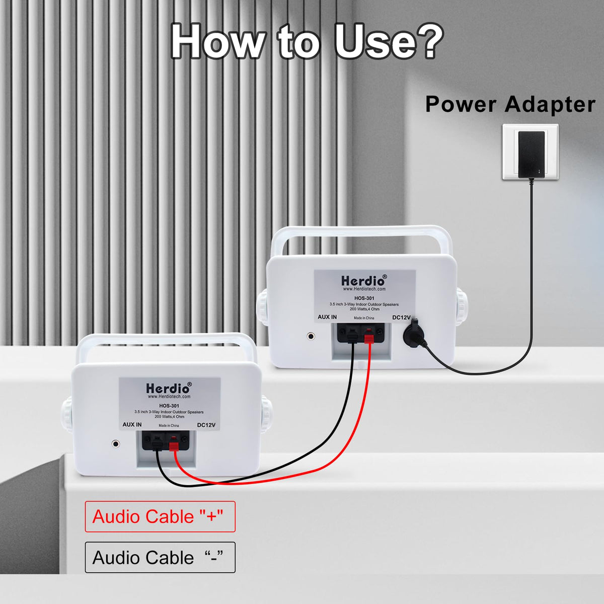 Herdio power adapter and cable showing included components and convenience