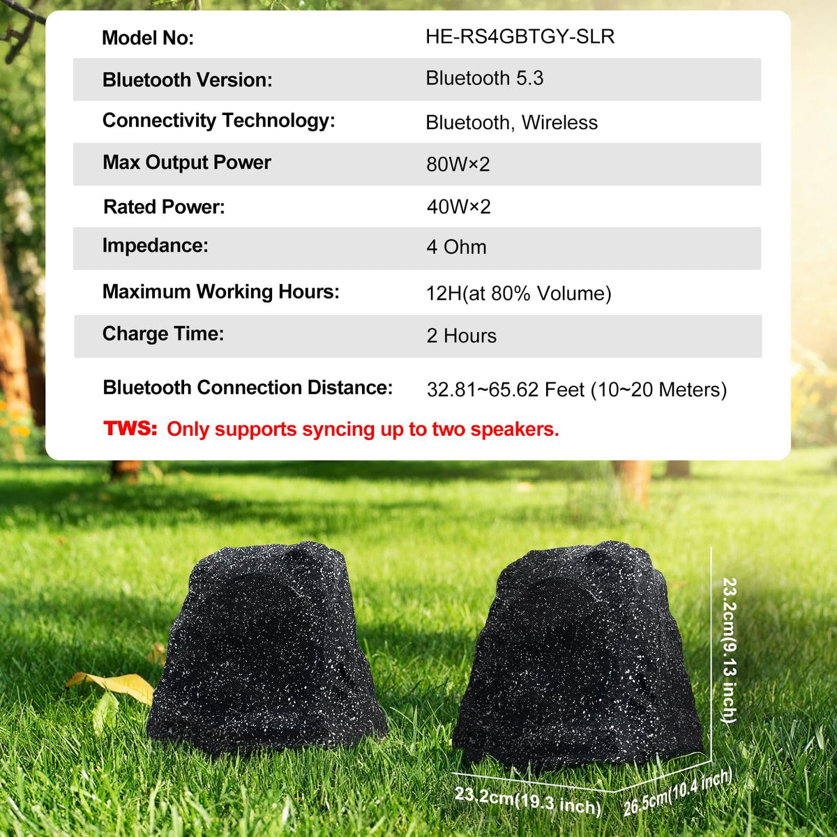 Herdio rock speaker side view highlighting rugged fiberglass shell for weather resistance.