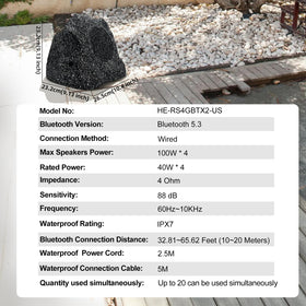 Herdio rock speaker side view, compact footprint for gardens