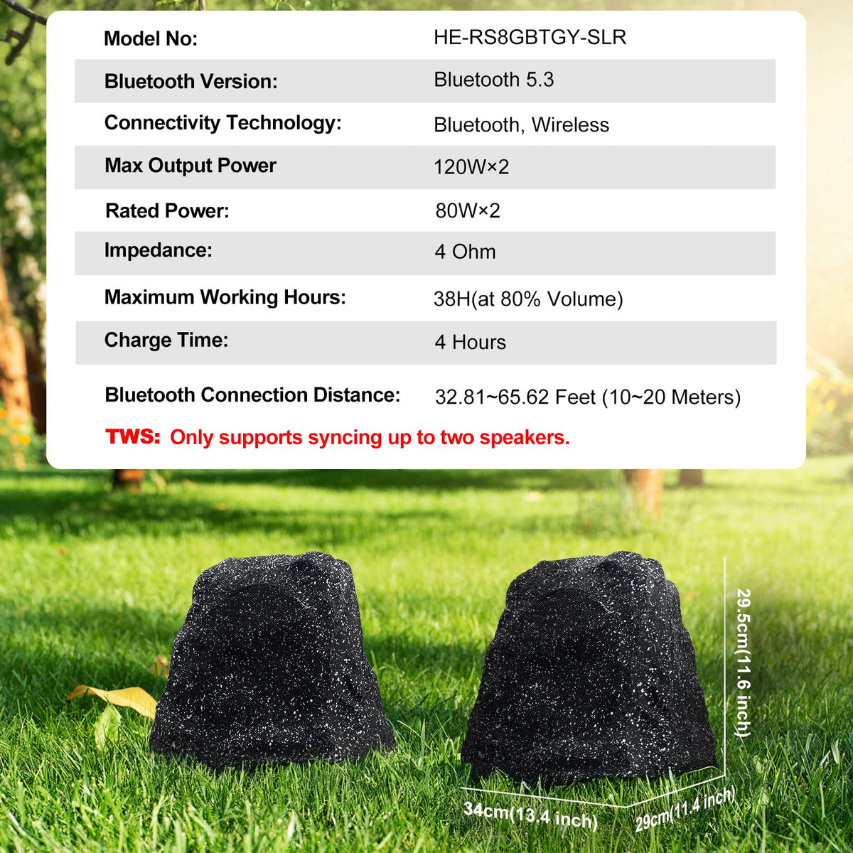 Herdio rock speakers paired via TWS for immersive backyard sound