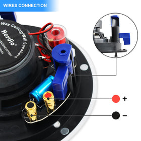 Herdio round ceiling speaker showing 6.4 inch diameter for balance and fit