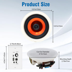 Herdio pair installed in a white ceiling demonstrating unobtrusive audio solution