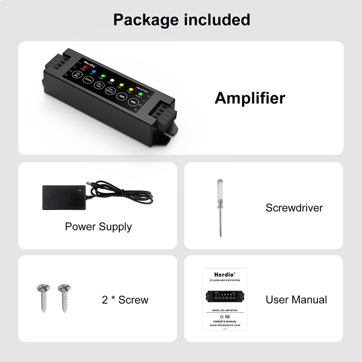 Herdio USB, MIC, and AUX ports enable flexible inputs.