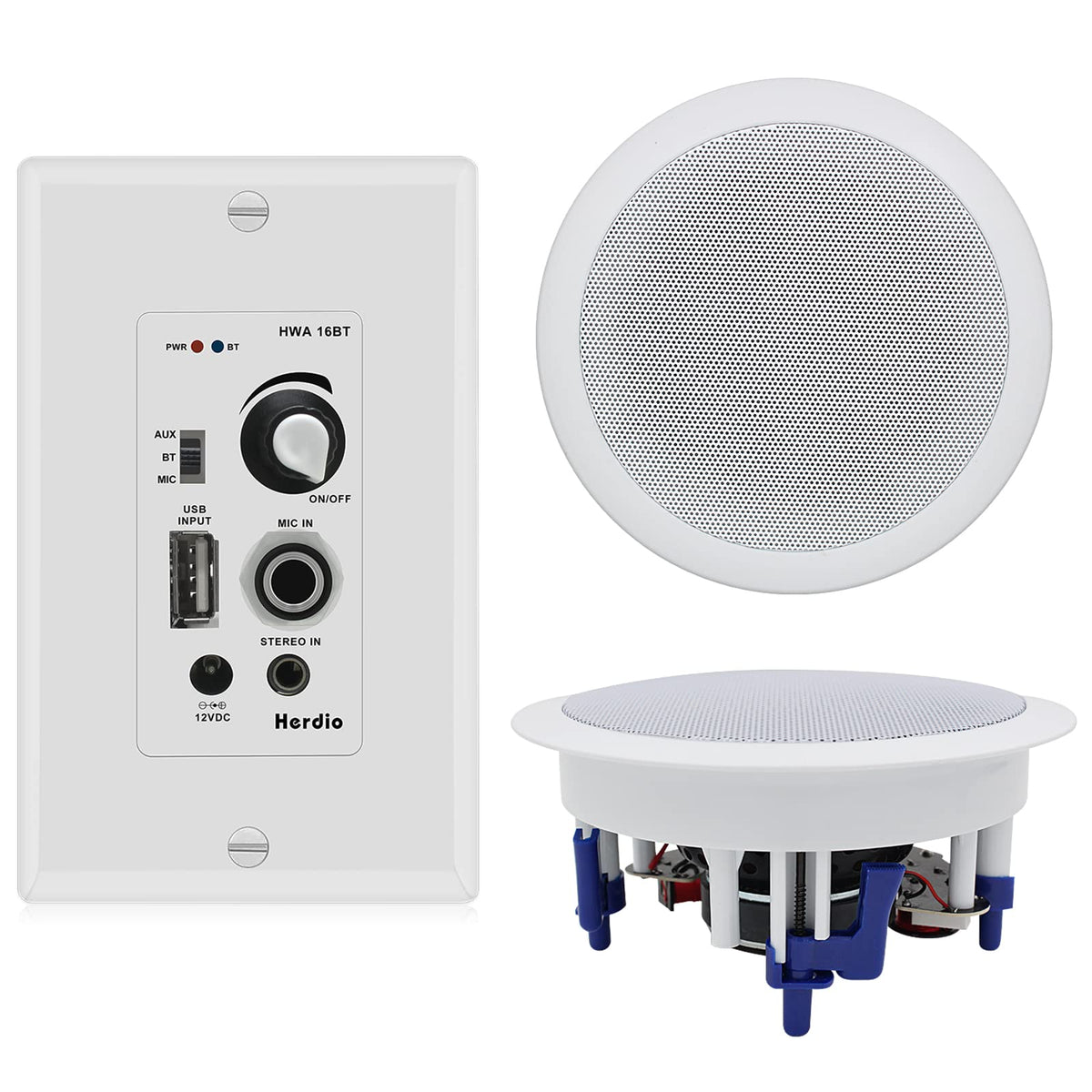 Herdio wall-mount Bluetooth amplifier ready for versatile home audio setup
