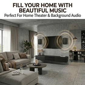 Herdio wall-mount design enables discreet installation for immersive home theater.