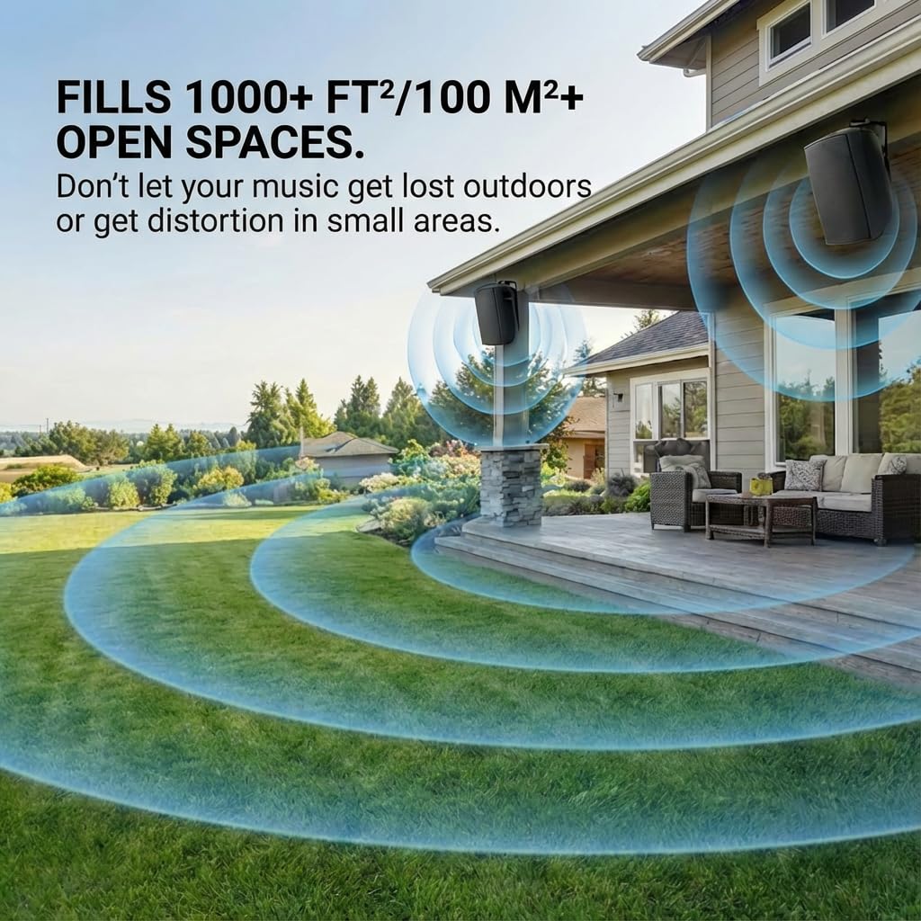 Herdio wall-mount outdoor speakers for patio and poolside setups