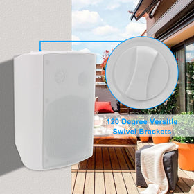 Herdio white outdoor speakers blend with decor while delivering robust bass