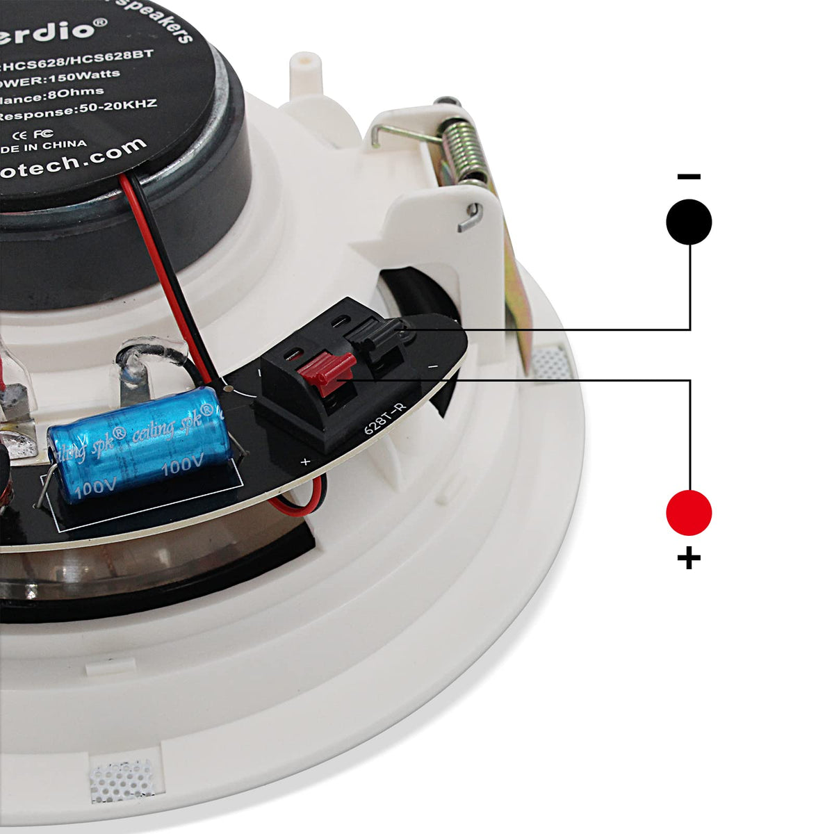 Herdio wiring connections close-up showing simple hook-up and clarity benefit