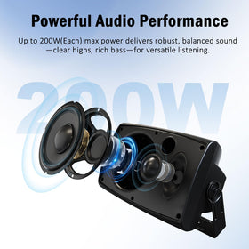 Herdio 6.5-inch woofer and 1-inch tweeter two-way design for strong outdoor performance