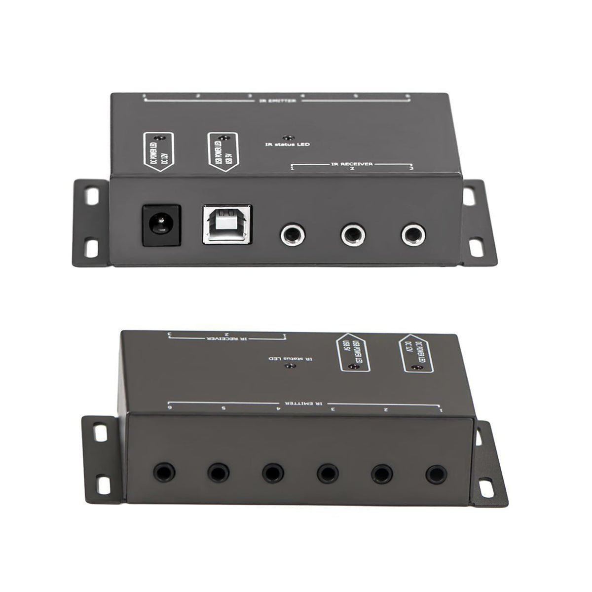 Herfair emitters placed near set-top box and receiver, enables simultaneous multi-device control