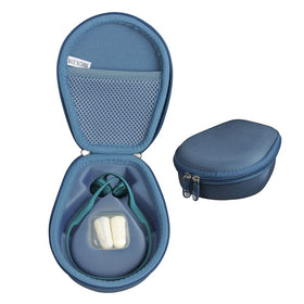 Hermitshell hard case for AfterShokz Trekz Air – closeup emphasizes durable blue exterior and protection.
