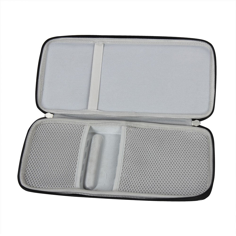 Hermitshell case interior with lid open showing organized space for keyboard and trackpad.