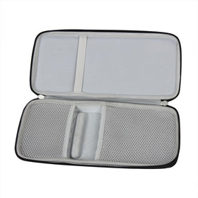 Hermitshell case interior with lid open showing organized space for keyboard and trackpad.
