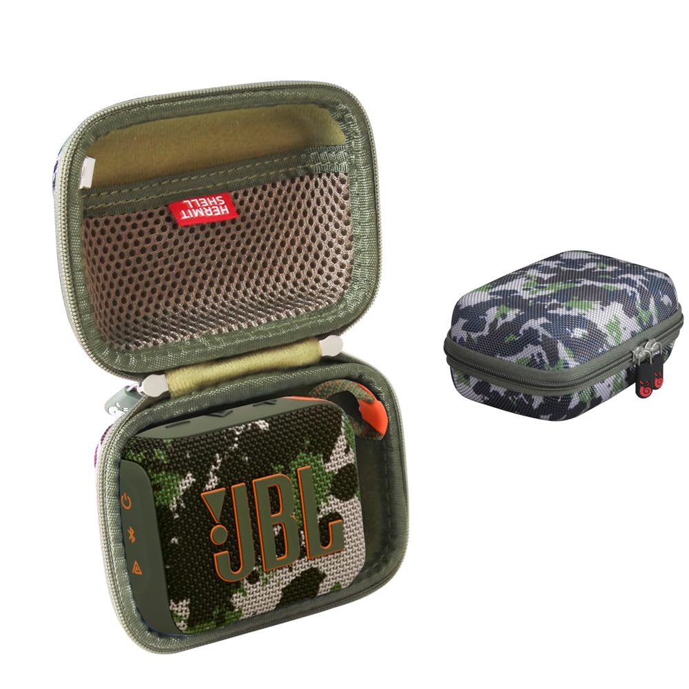 Hermitshell hard travel case for JBL Go 4 / Go 5 with squad design, enhanced protection.