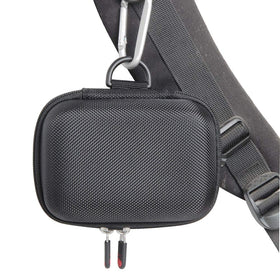Hermitshell JBL Go 3 case on bag demonstrates portability.