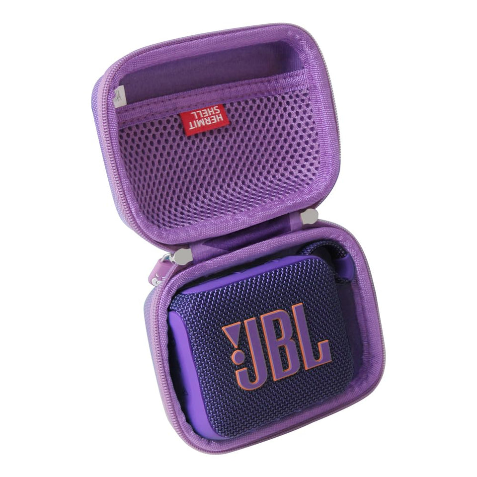 Hermitshell JBL Go 4/5 purple travel case offers rugged on-the-go protection.