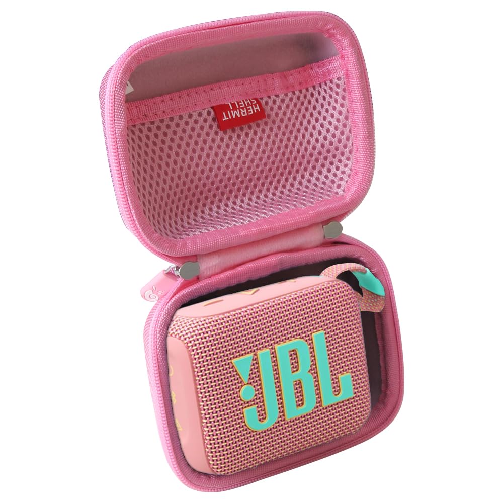 Hermitshell pink JBL Go 4 / GO 5 case, front view, portable protection