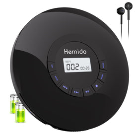 Hernido portable CD player in compact form for travel listening.