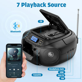 Hernpark CD compartment open revealing disc tray and easy CD playback controls for convenience