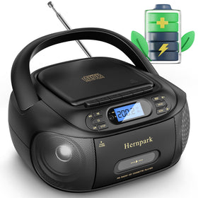 Hernpark boombox front view showing speakers and classic retro design for versatile playback