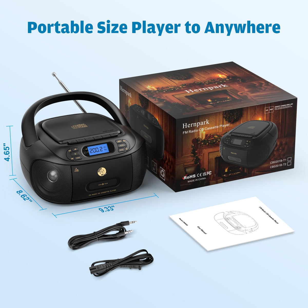 Hernpark boombox playing outdoors on picnic table illustrating portable music for gatherings