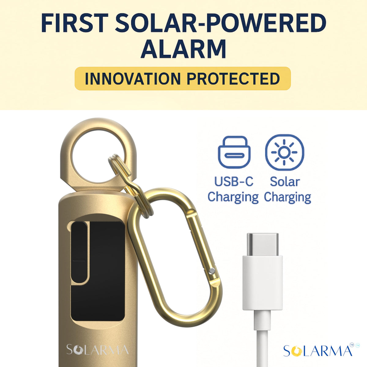 HerTime2 close-up of solar panel highlighting hands-free daytime charging