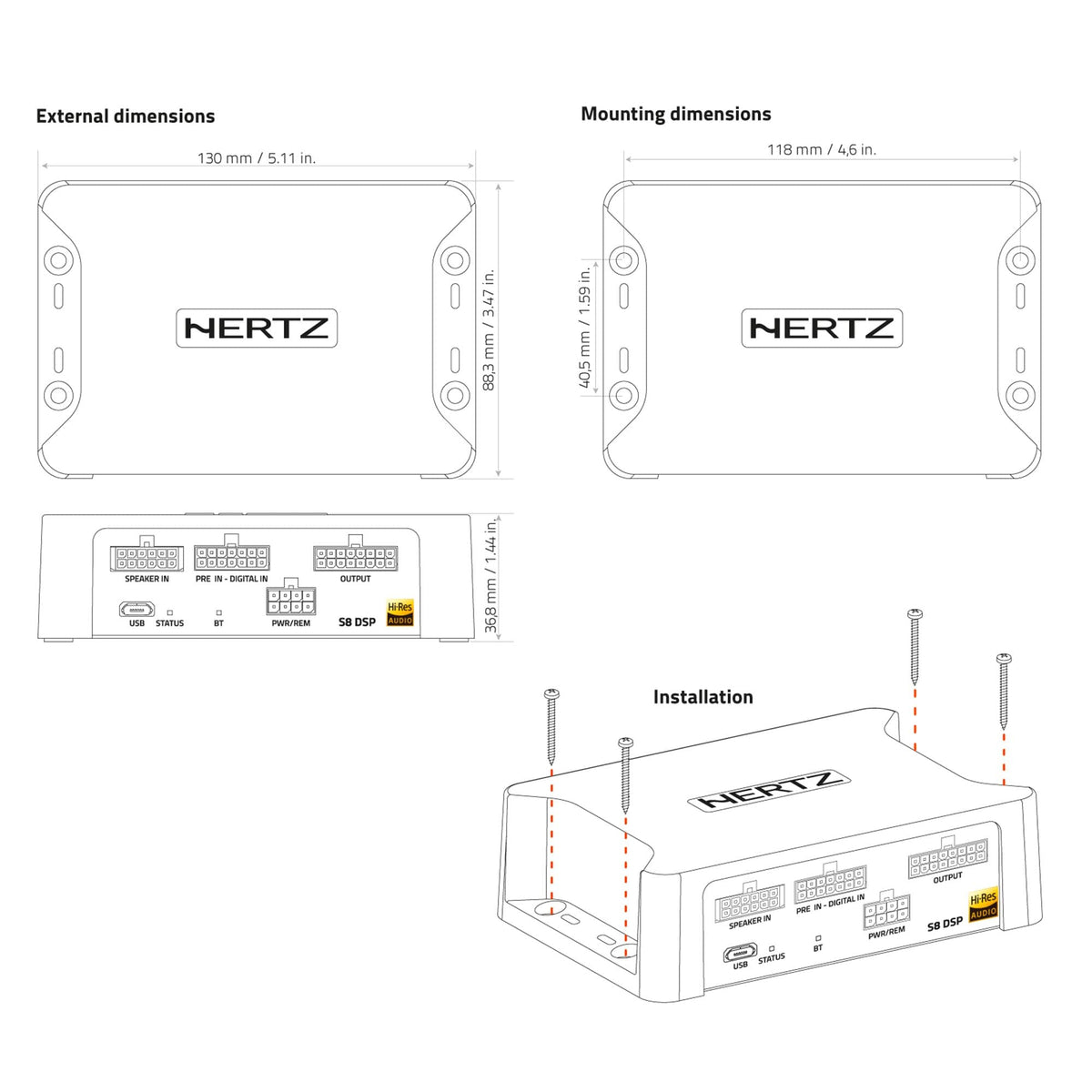 Hertz SPL Show S8 DSP compact metal case blends durability with premium audio.