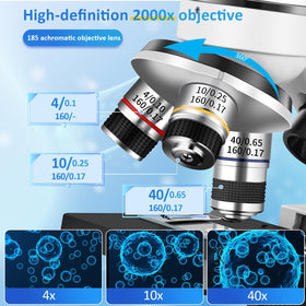 Herwicm Microscope WF10/WF25 eyepieces yield crisp images for students.