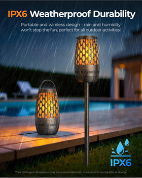 Hesontec LED flame modes create mood lighting for outdoor gatherings
